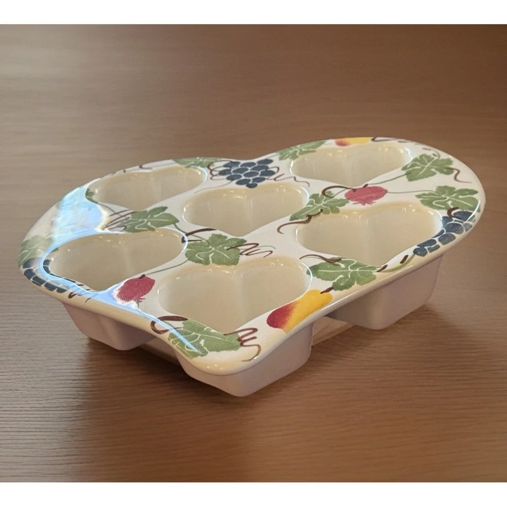 Vtg Chaparral Stoneware 6 Heart Muffins Baking Pan,‎ 11